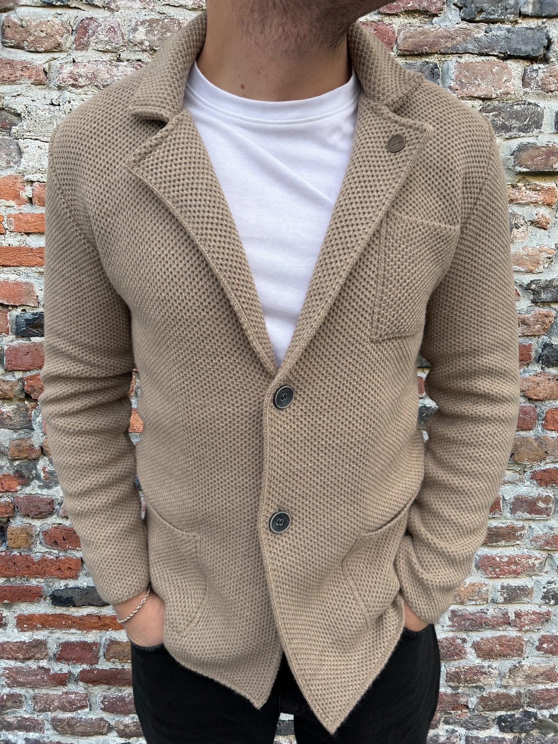 Giacca V2 Maglia Occhio di pernice Beige (9972194148692)