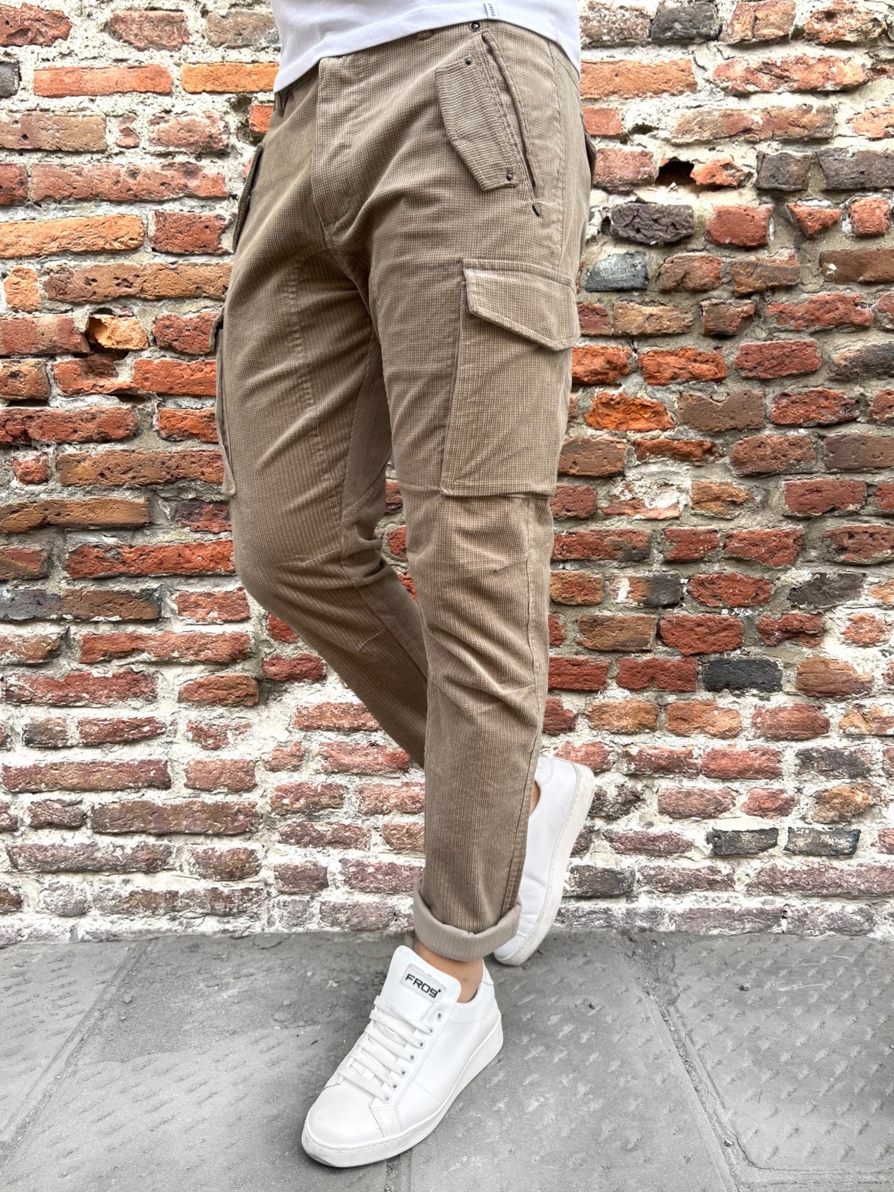 Pantalone Gianni Lupo Velluto Cargo Mud 5153 (9913680789844)