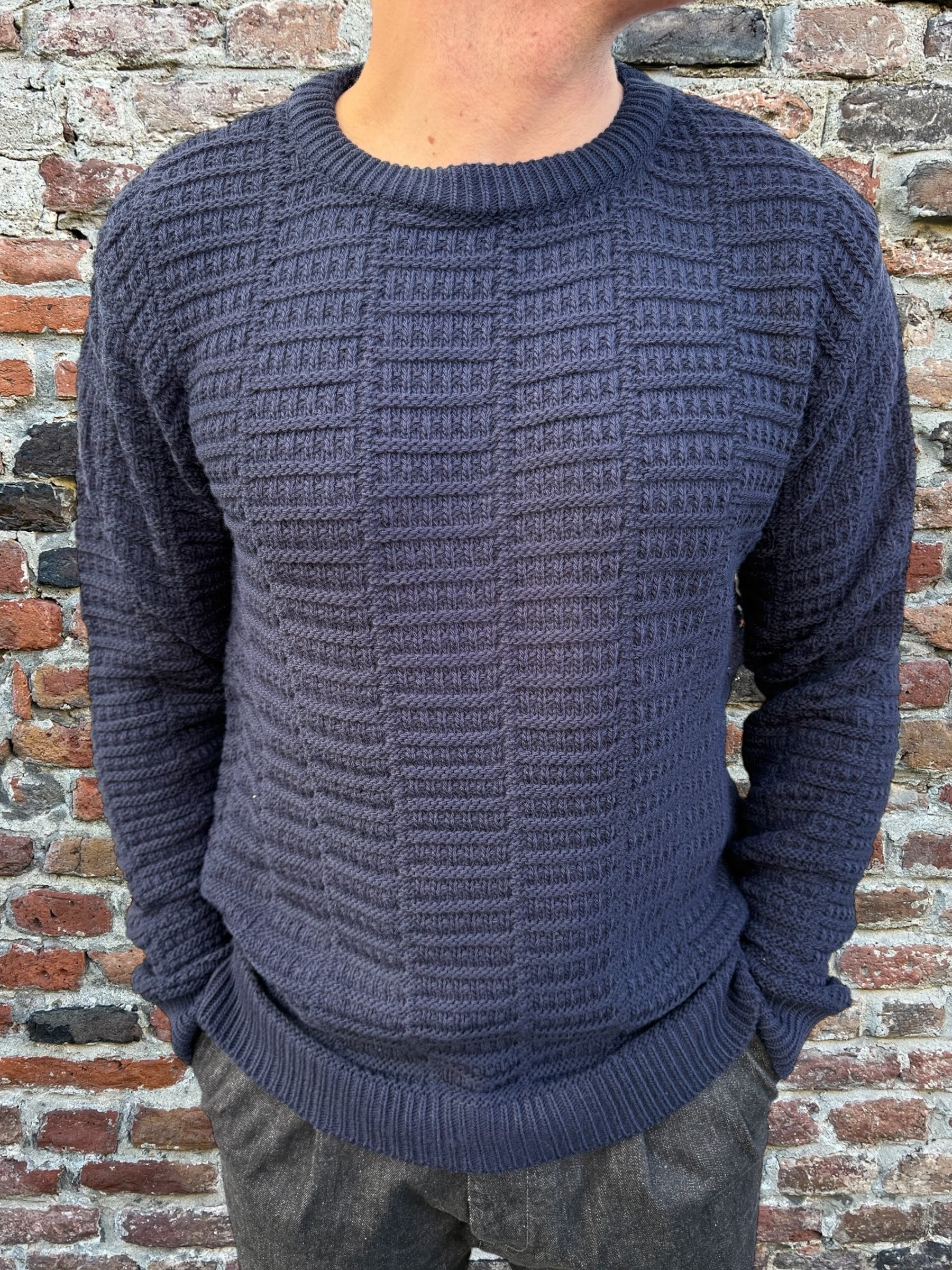 Maglione Block Eleven Rettangoli Navy 342 (9934094696788)