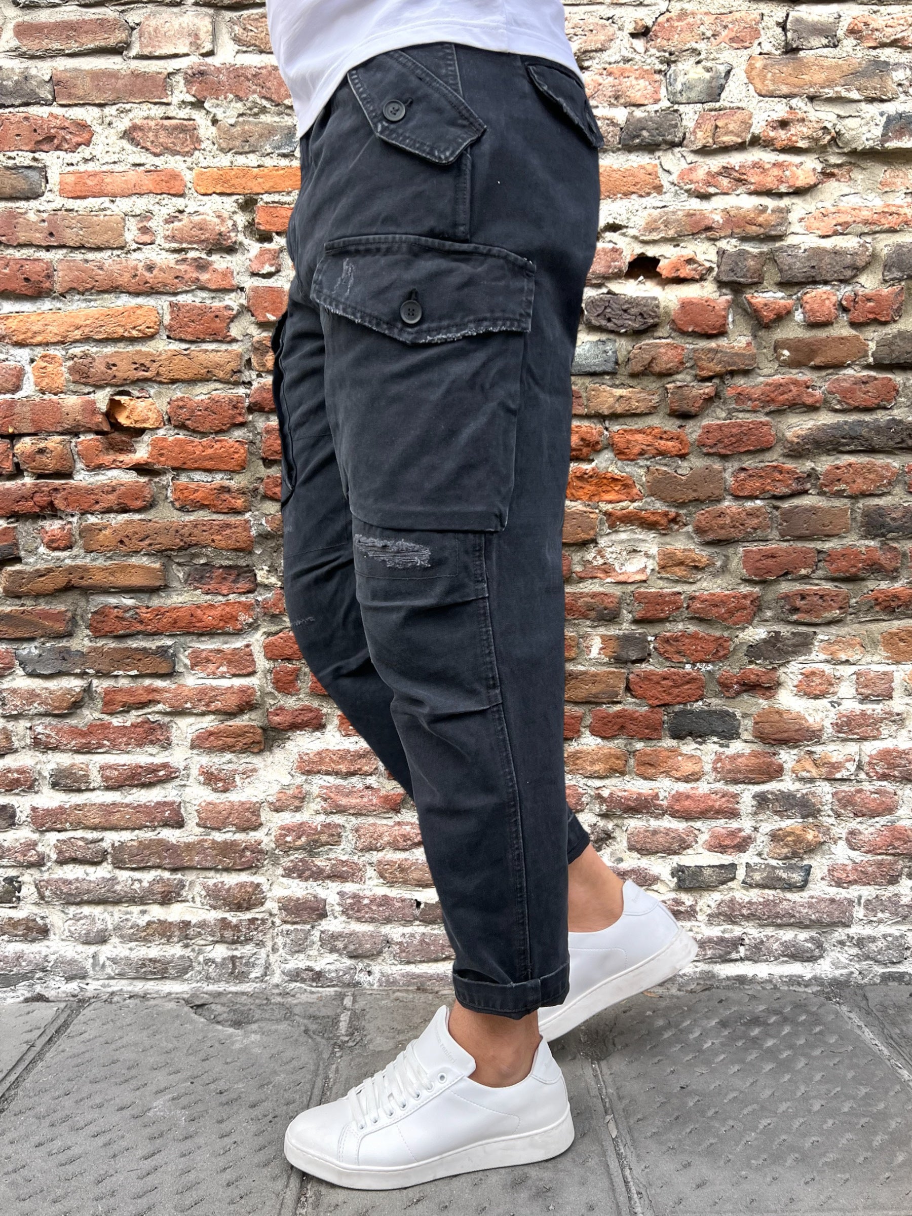 Pantalone Gianni Lupo Cargo Nero 181F (9745297310036)