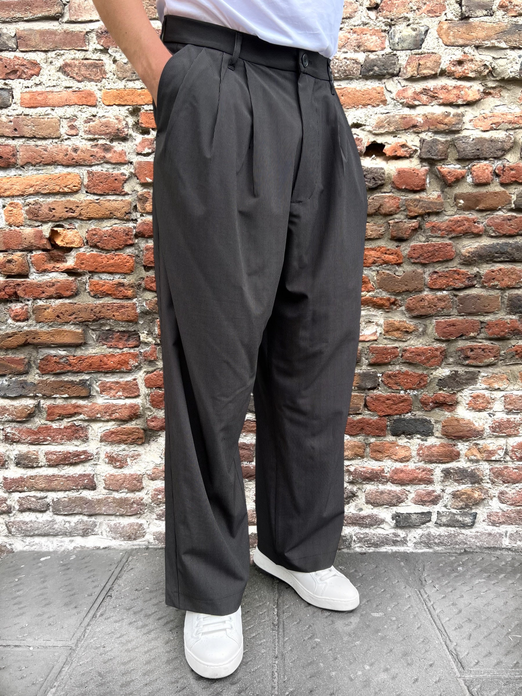 Pantalone Imperial Palazzo Gessato Nero 2955 (9745329717588)