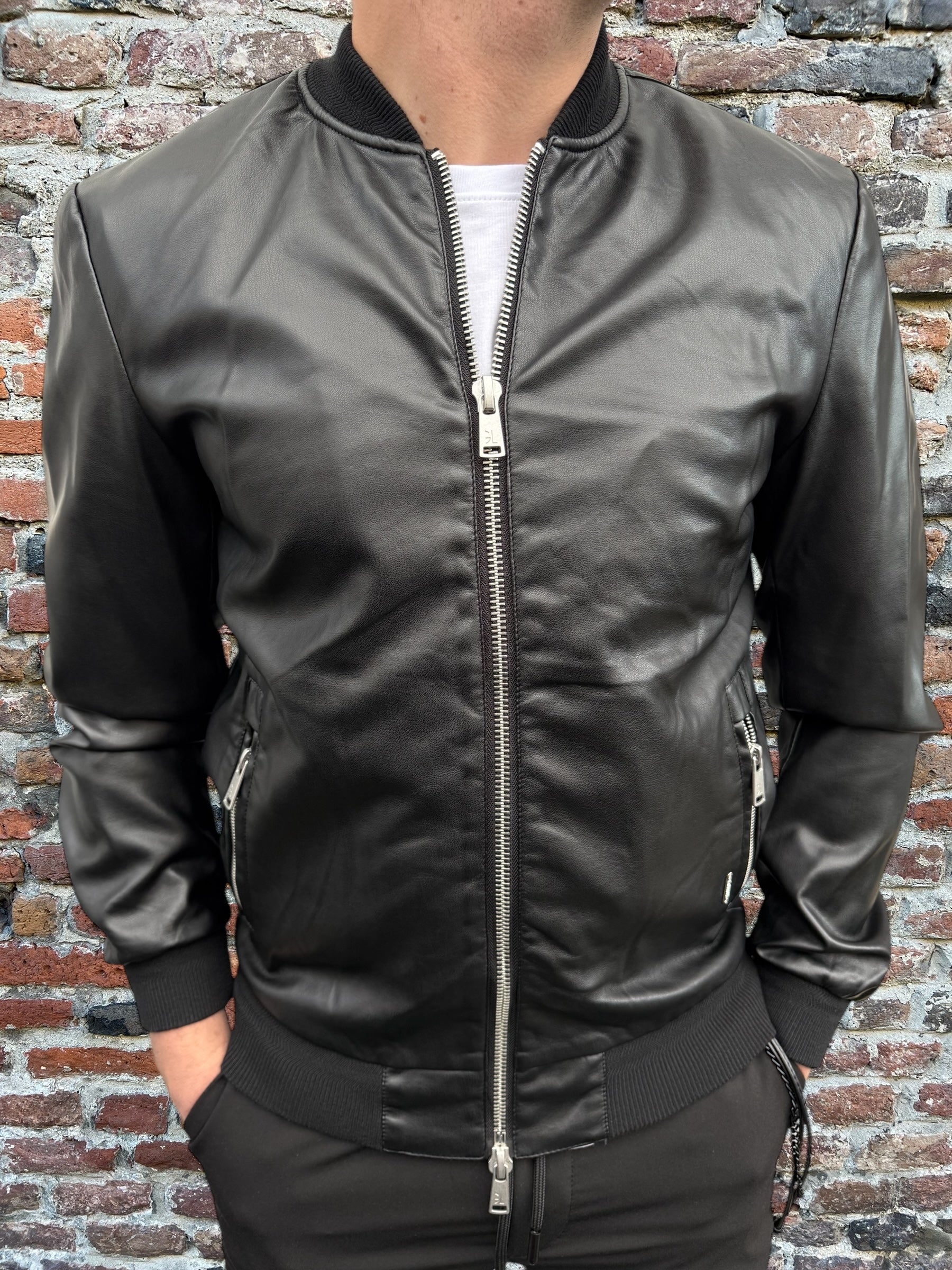 Bomber Gianni Lupo Ecopelle Nero 9731 (11835312603476)