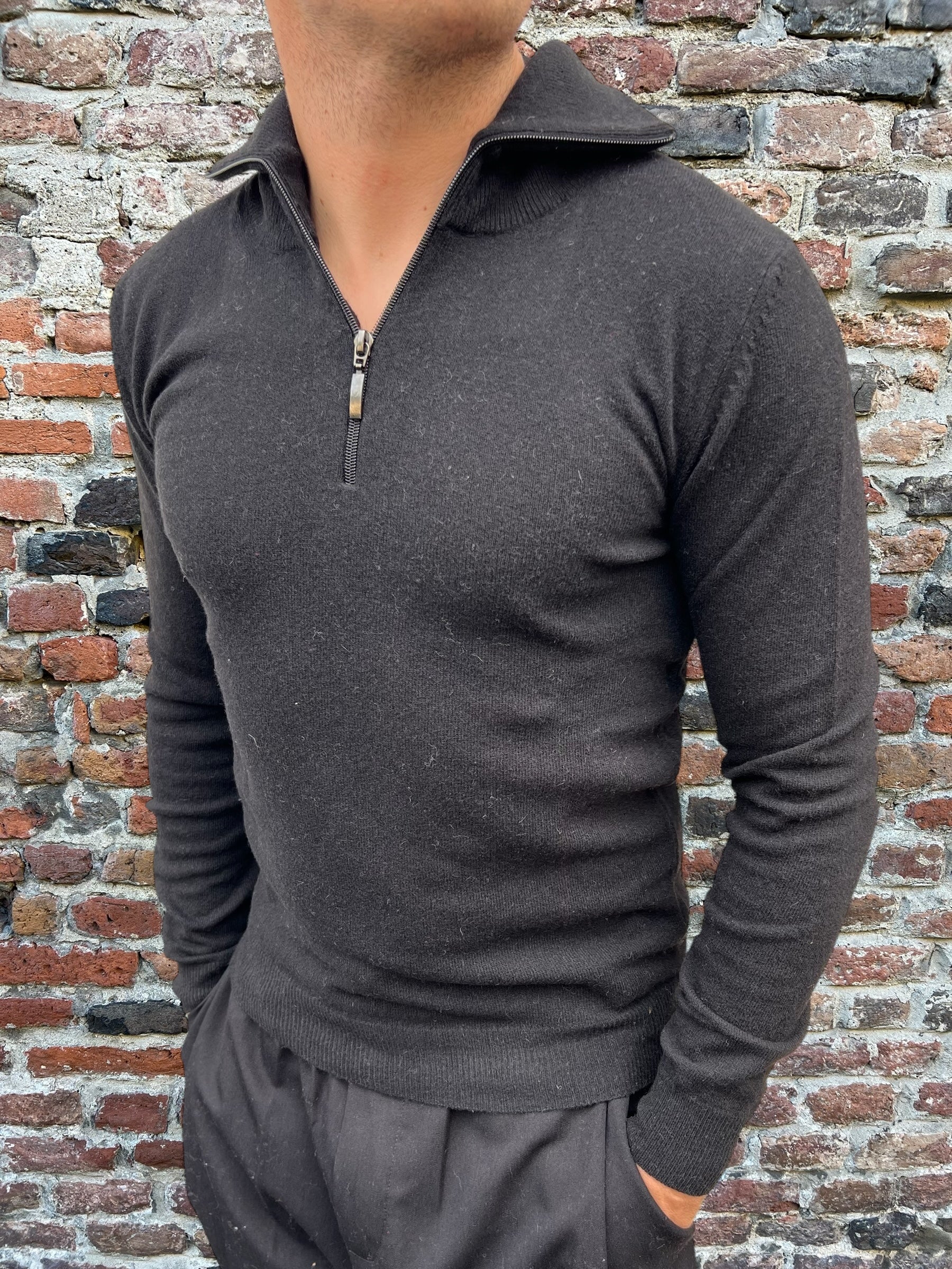 Pull Berna Collo Alto Zip Nero (9842826281300)