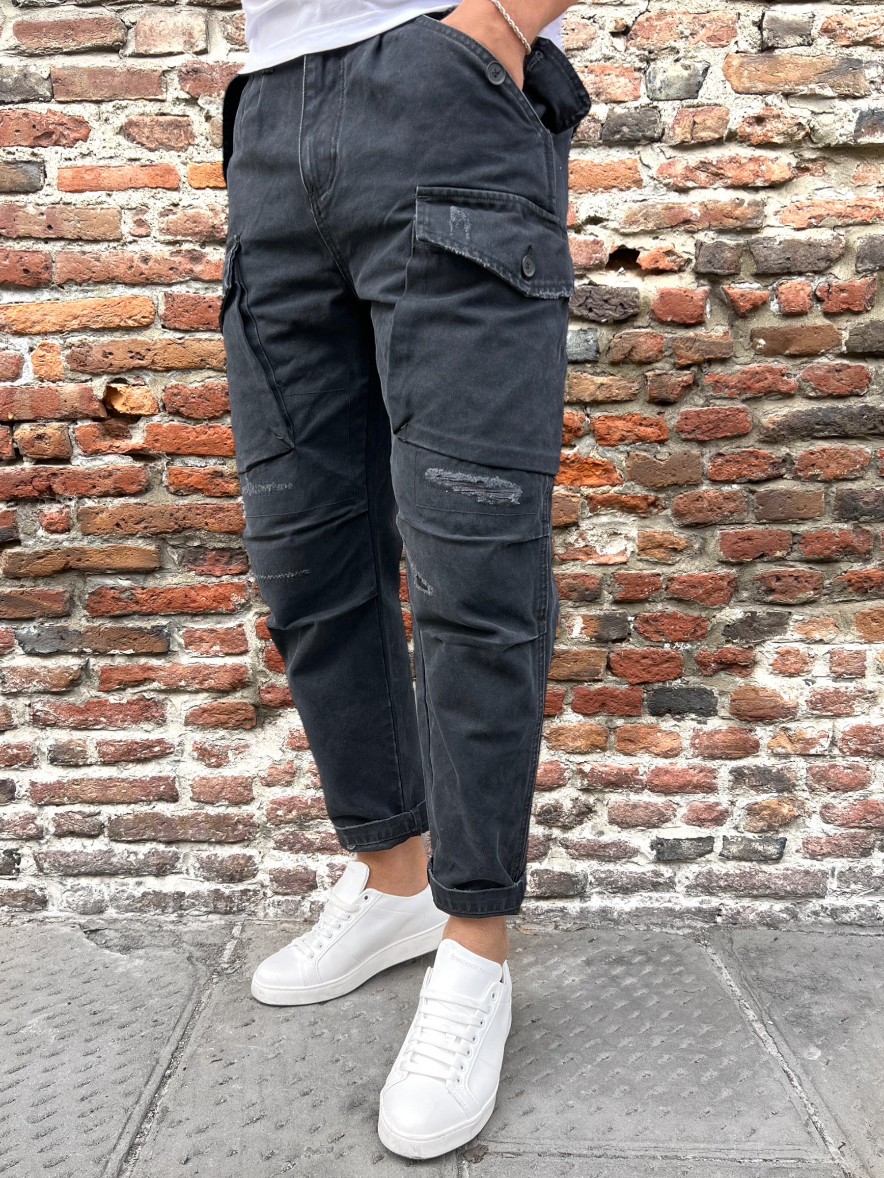 Pantalone Gianni Lupo Cargo Nero 181F (9745297310036)