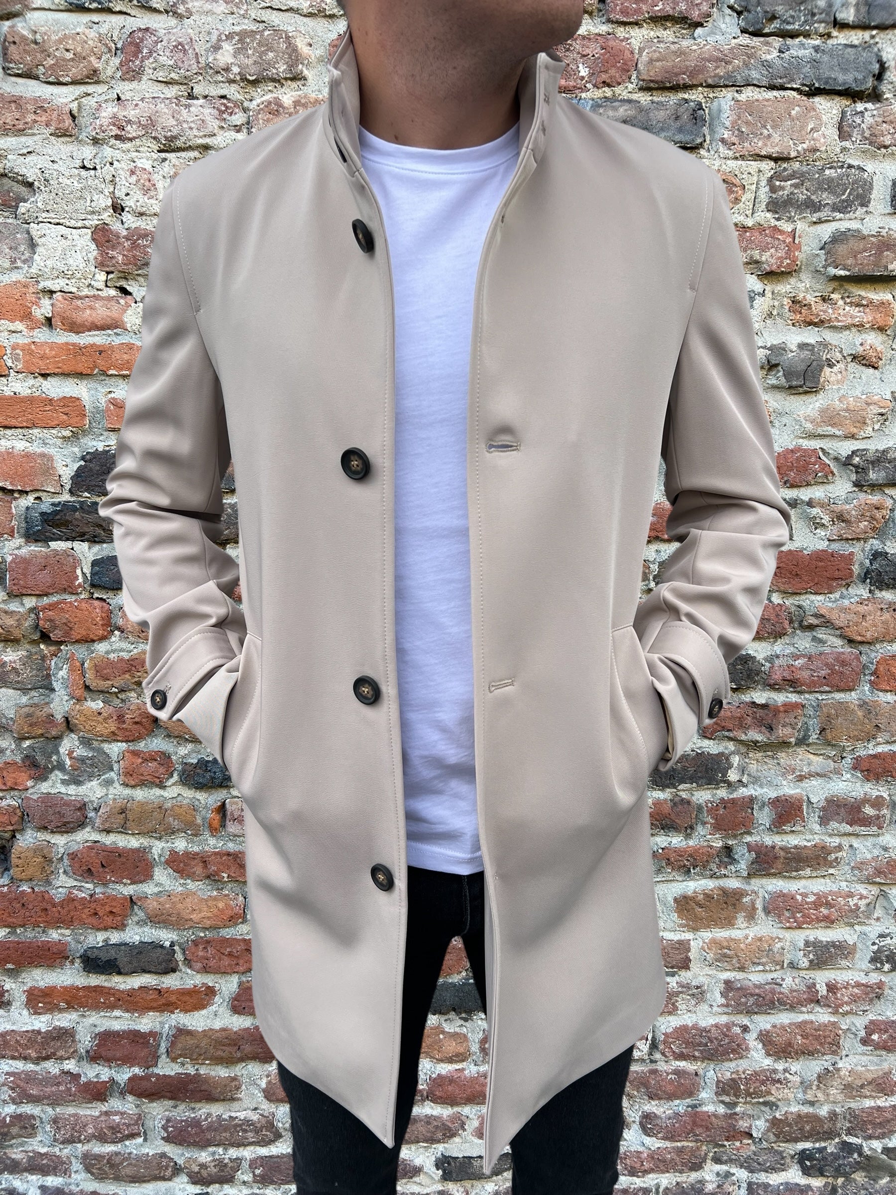 Trench Over-D Collo Coreano Beige K13 (9767726022996)