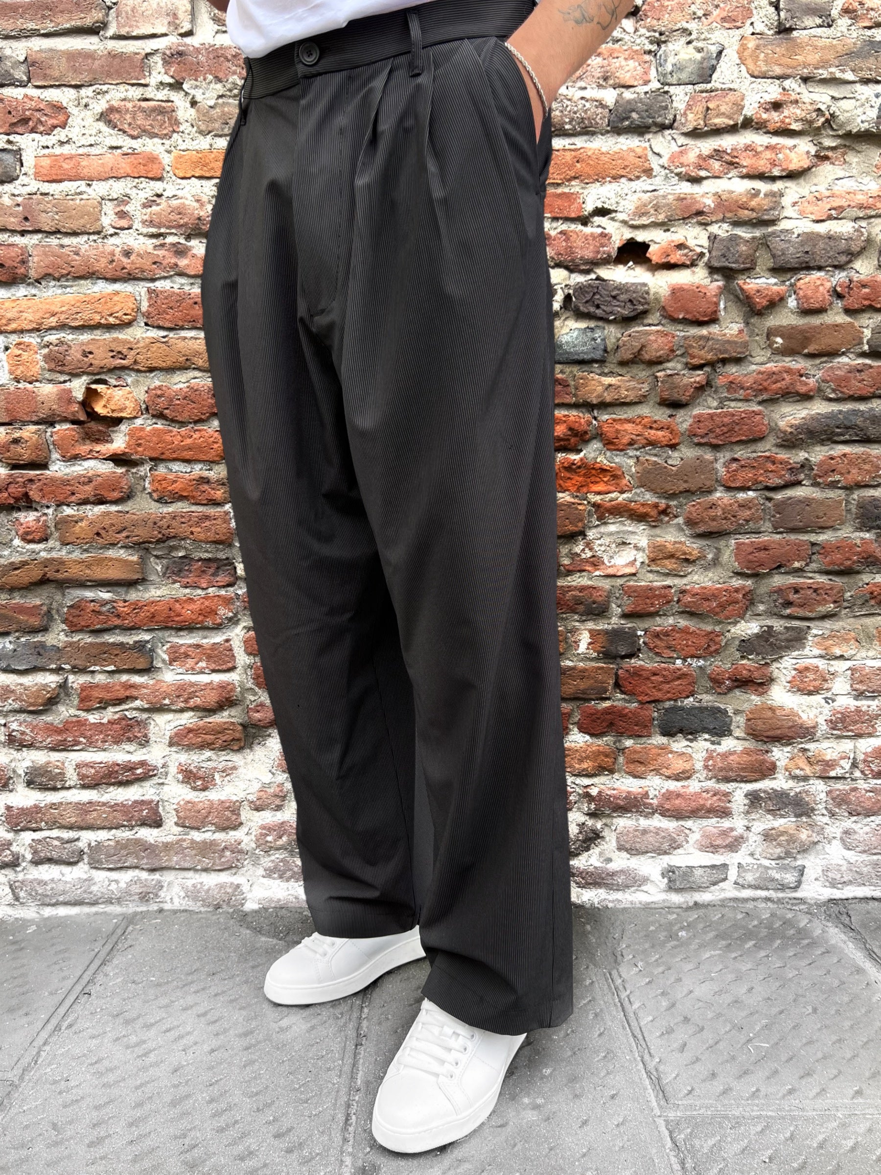 Pantalone Imperial Palazzo Gessato Nero 2955 (9745329717588)