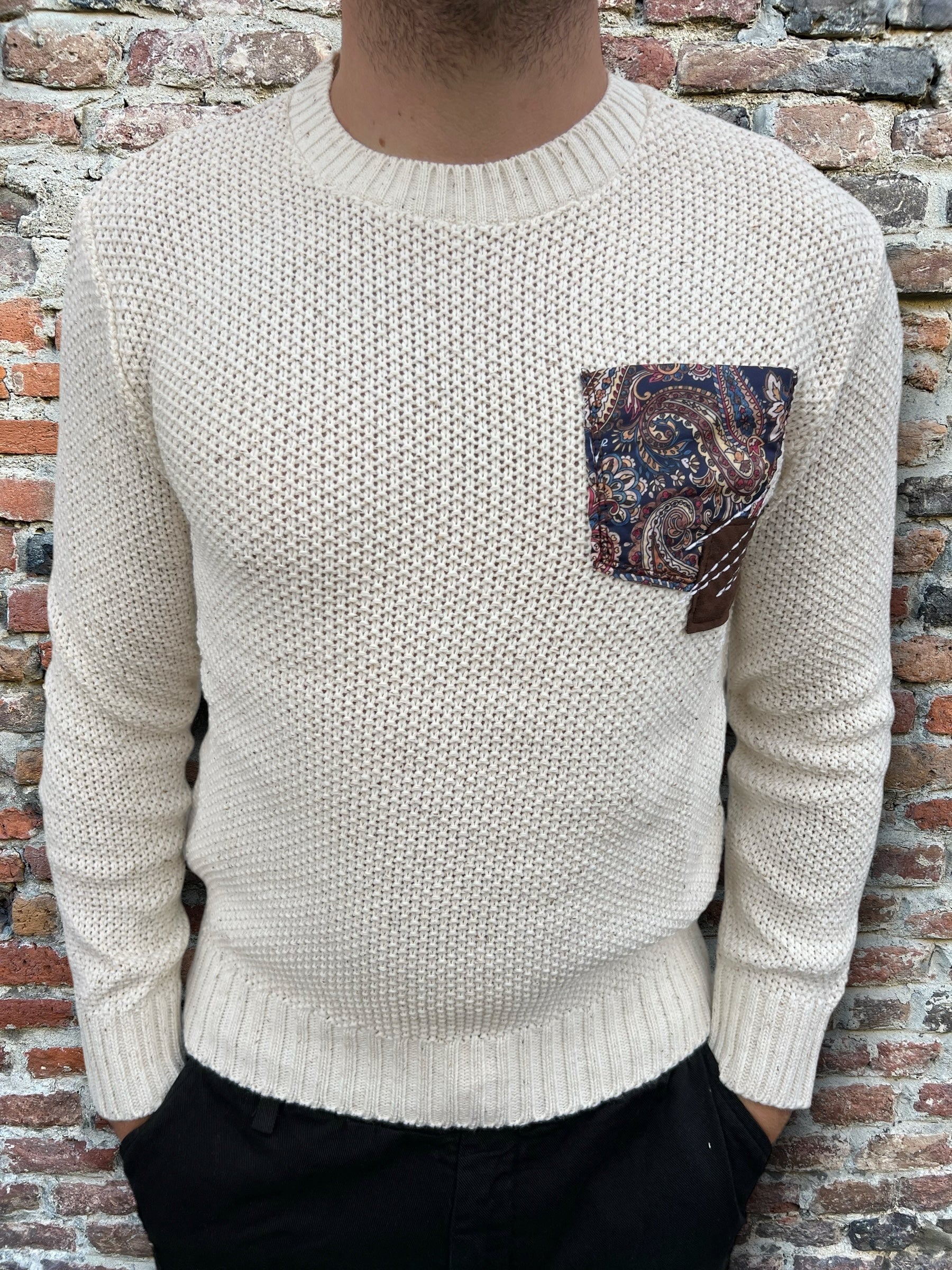 Maglione V2 Patchwork Panna (9754782662996)