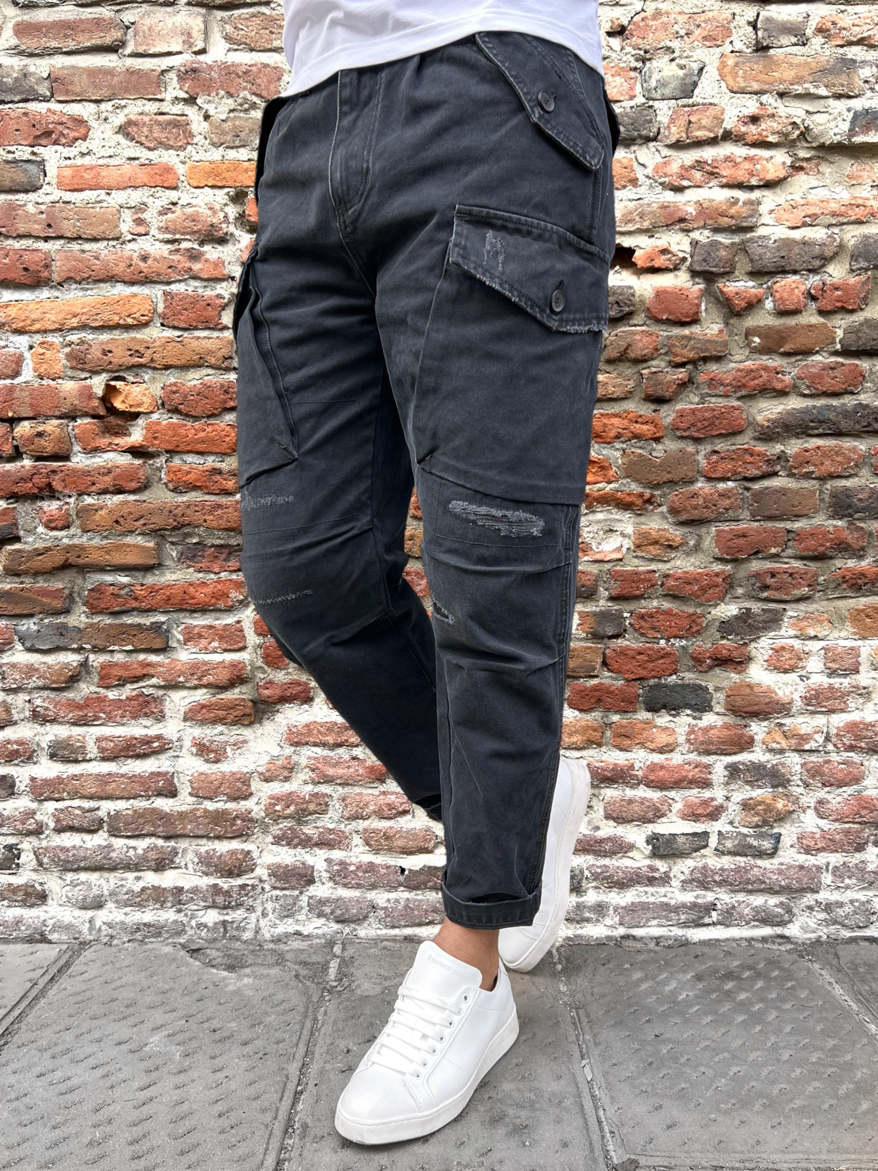 Pantalone Gianni Lupo Cargo Nero 181F (9745297310036)