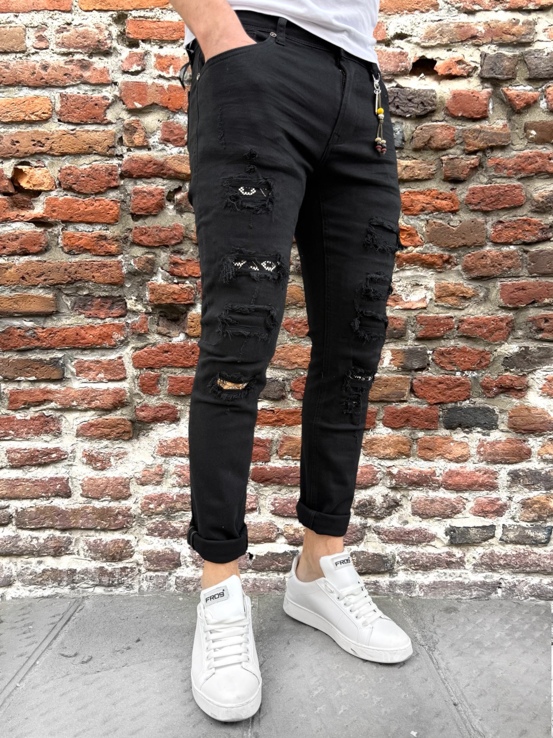 Jeans Gianni Lupo Toppe Nero 182 (11885032898900)