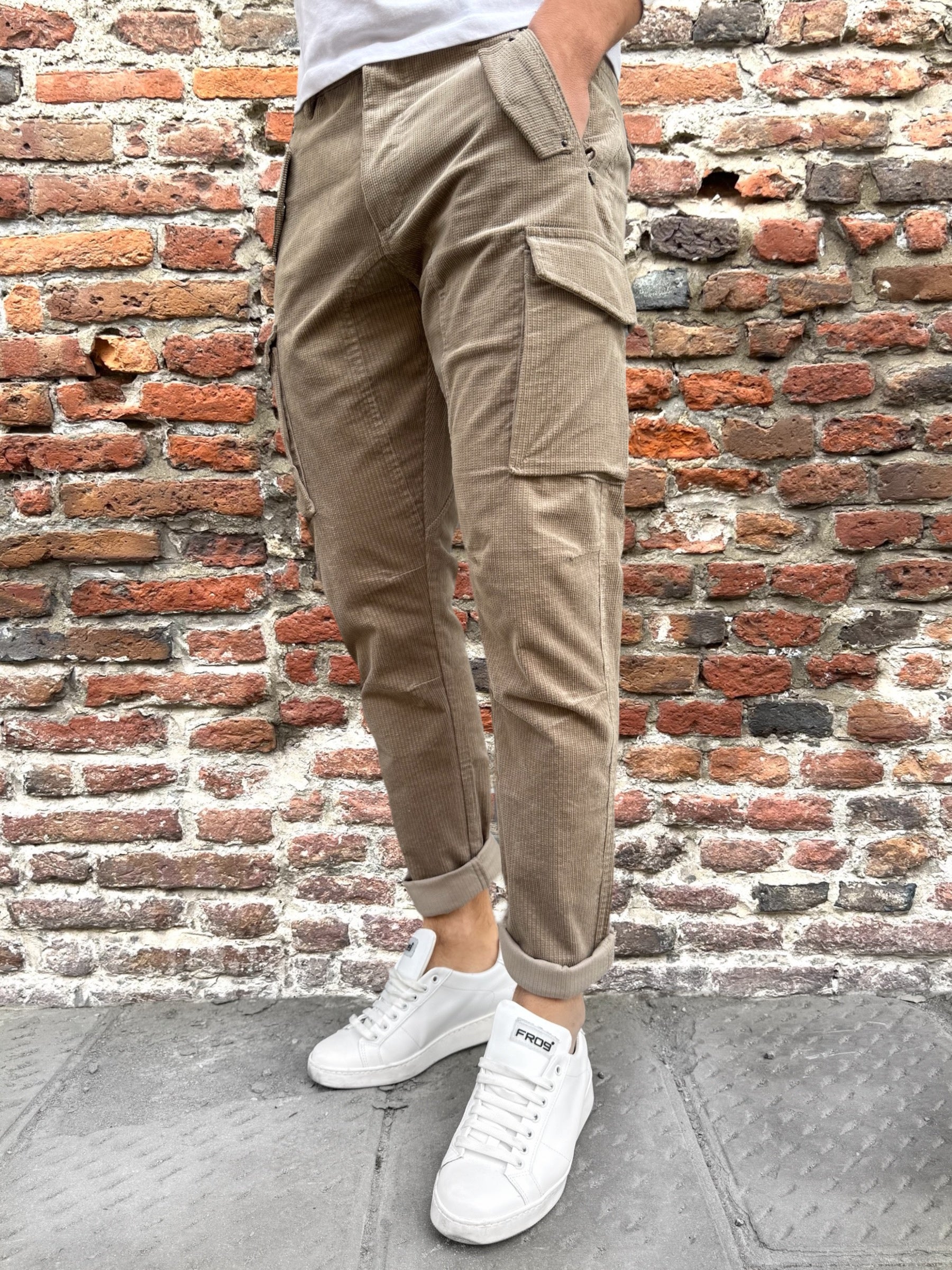 Pantalone Gianni Lupo Velluto Cargo Mud 5153 (9913680789844)