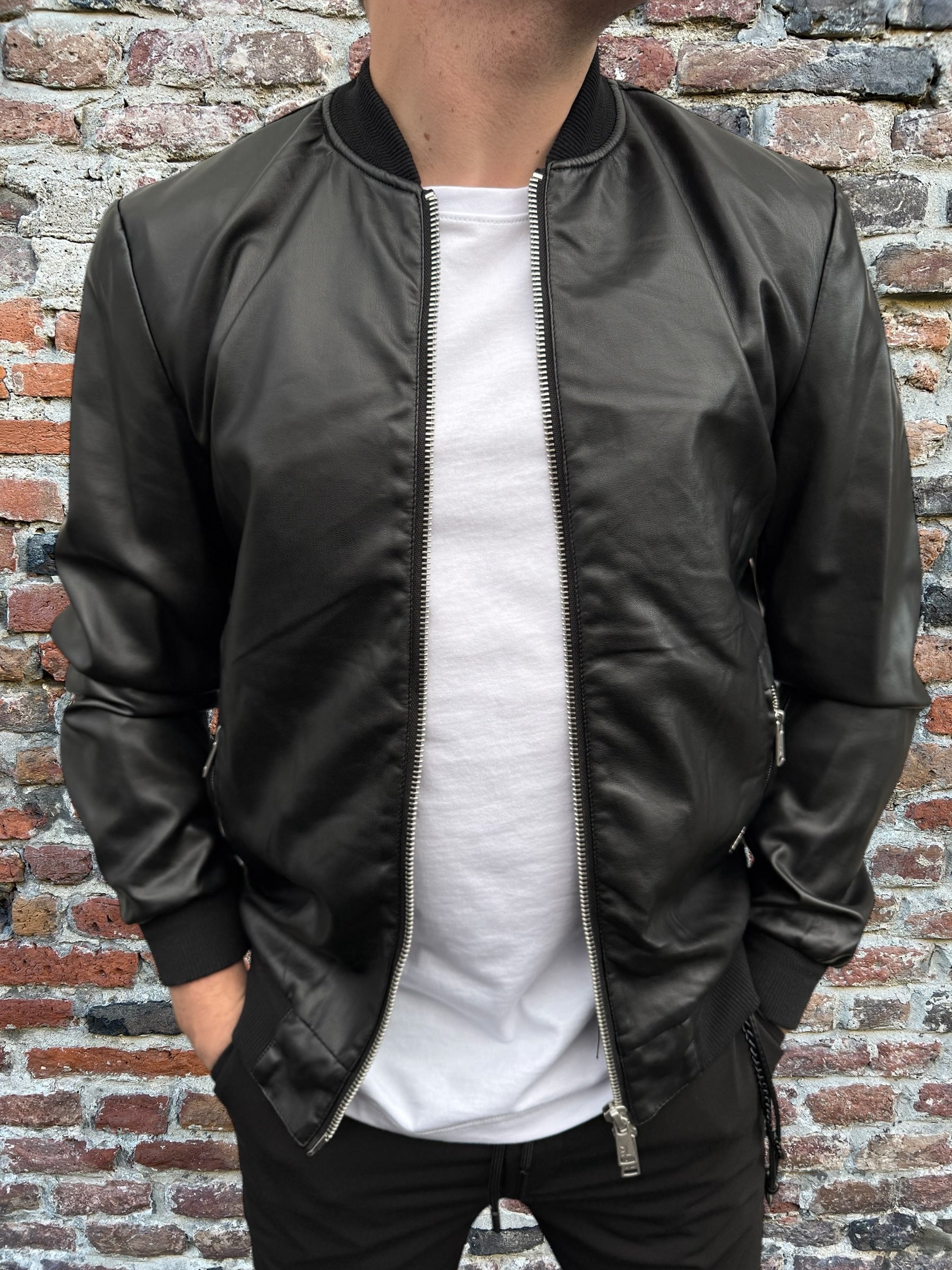 Bomber Gianni Lupo Ecopelle Nero 9731 (11835312603476)