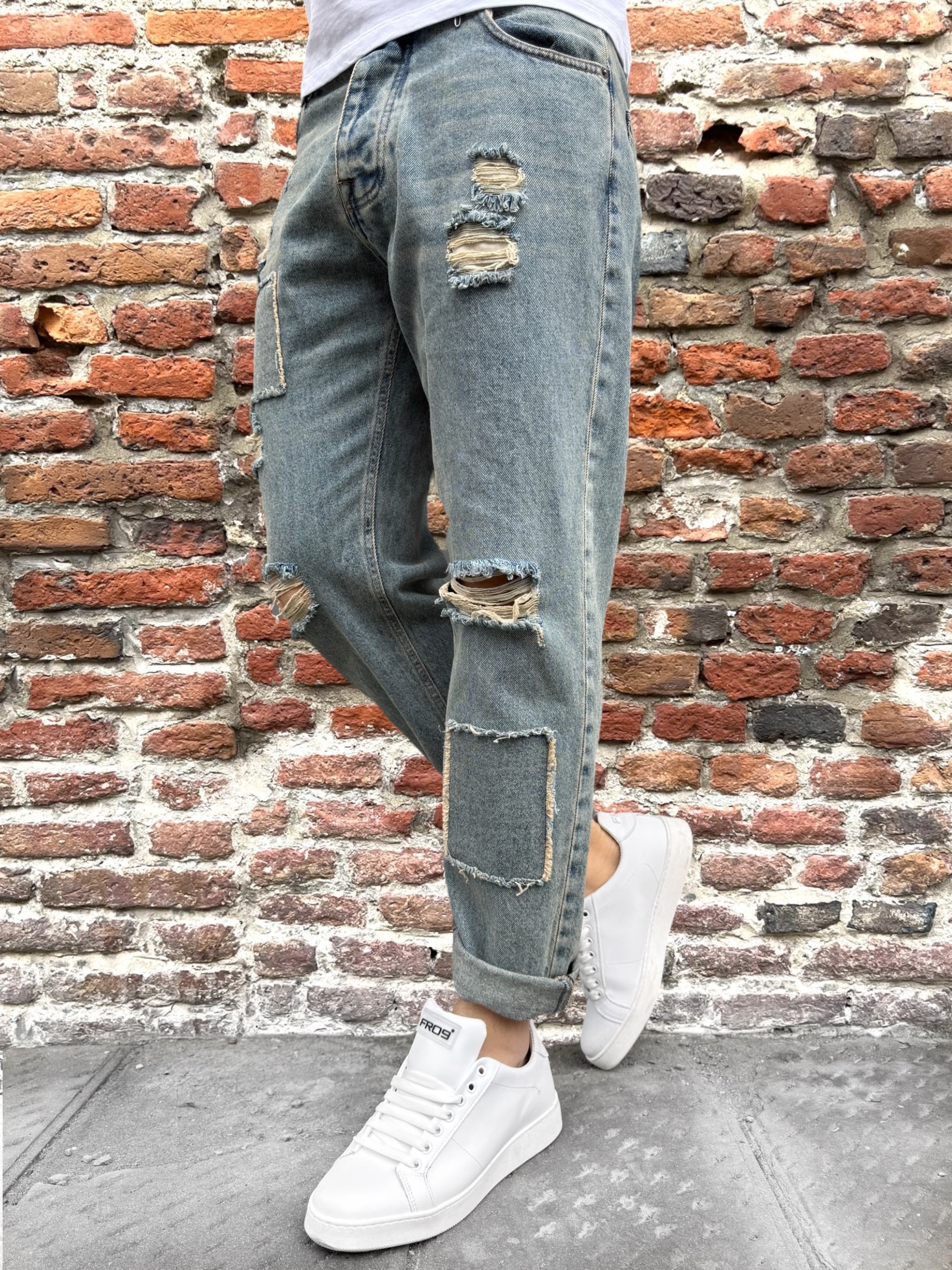 Jeans Block Eleven Rotture e Toppe  2830 (11827291849044)