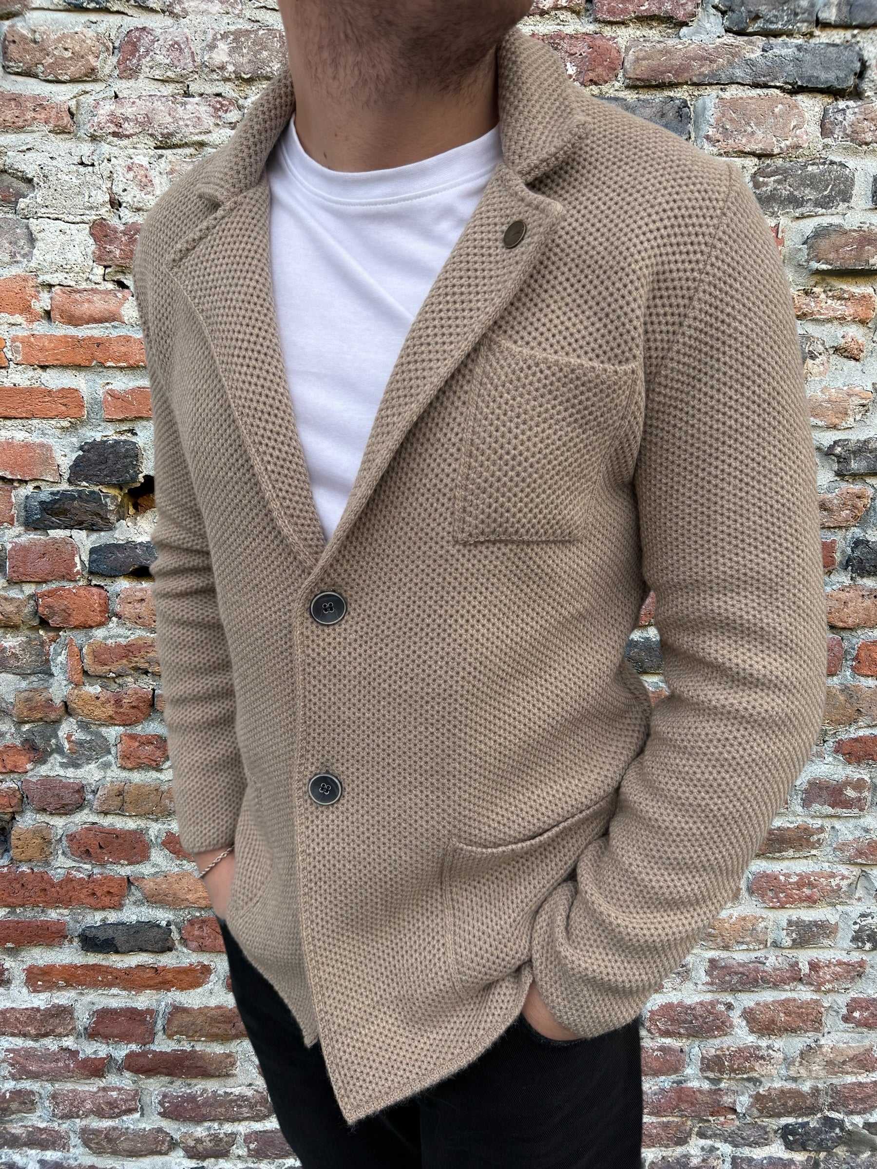 Giacca V2 Maglia Occhio di pernice Beige (9972194148692)