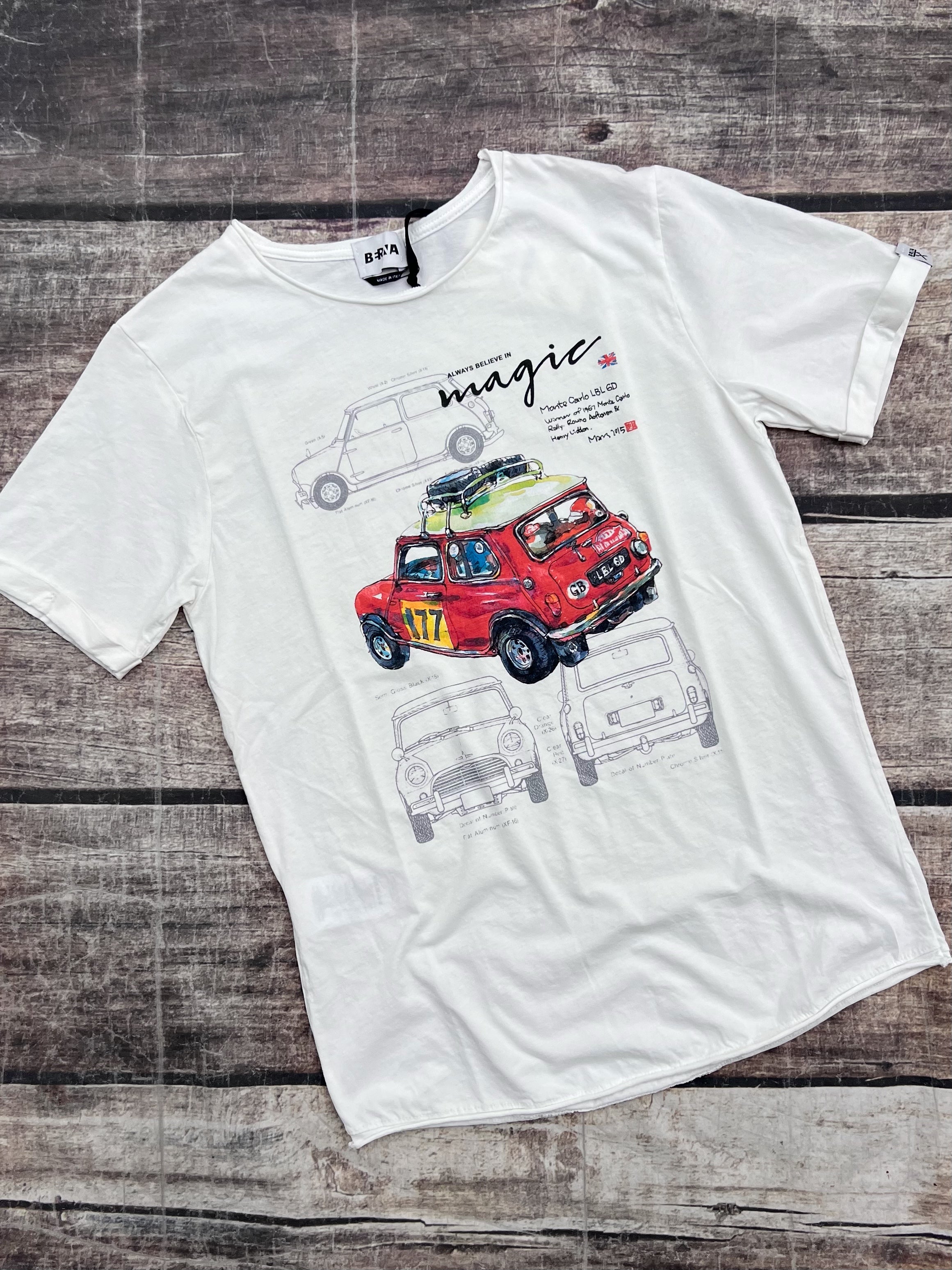 T-shirt Berna Vintage Car Panna (9760026722644)