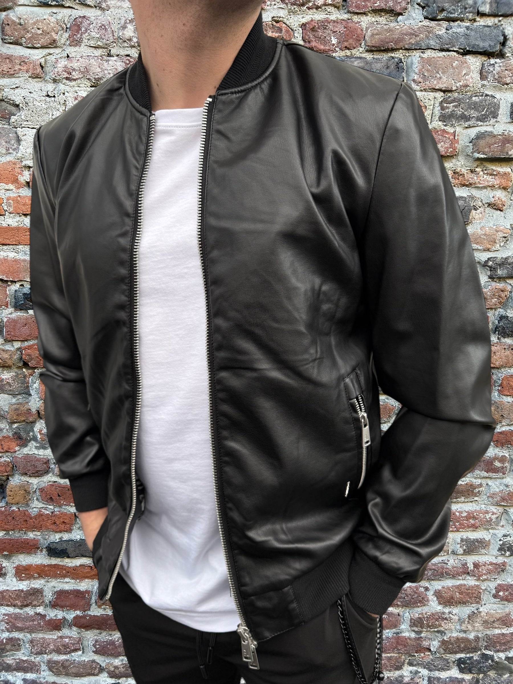 Bomber Gianni Lupo Ecopelle Nero 9731 (11835312603476)