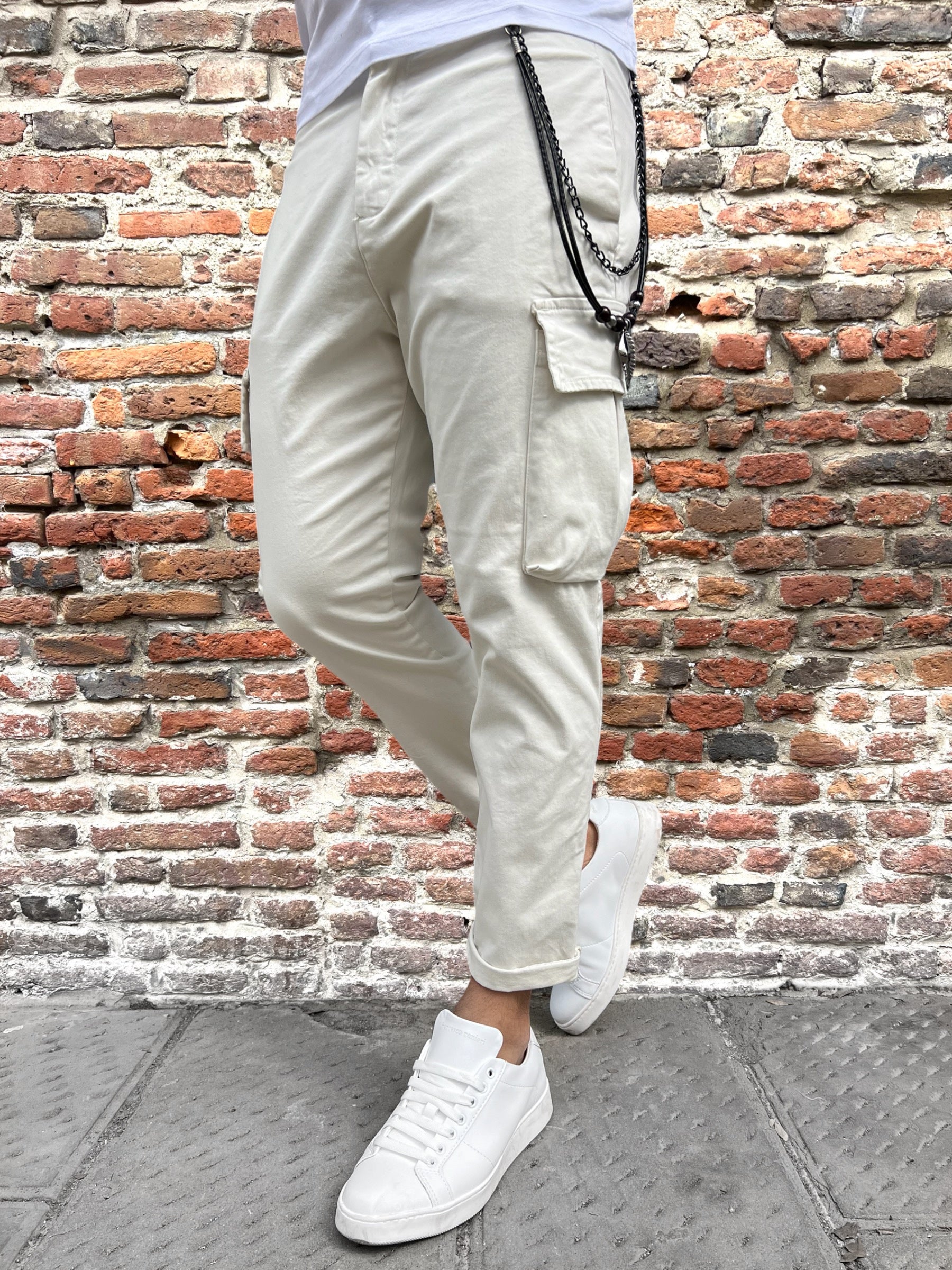 Pantalone Over-D Cargo Panna P50 (9734190334292)