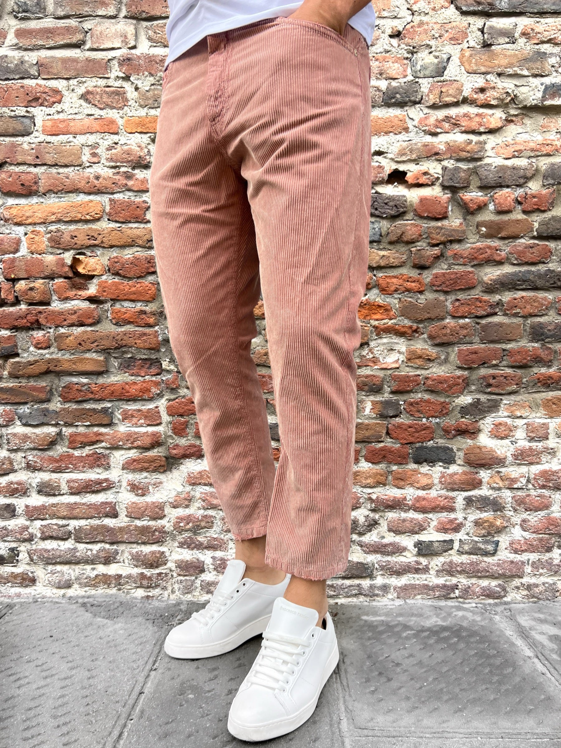 Pantalone Berna Velluto Carrot Rosa Antico (9759288820052)