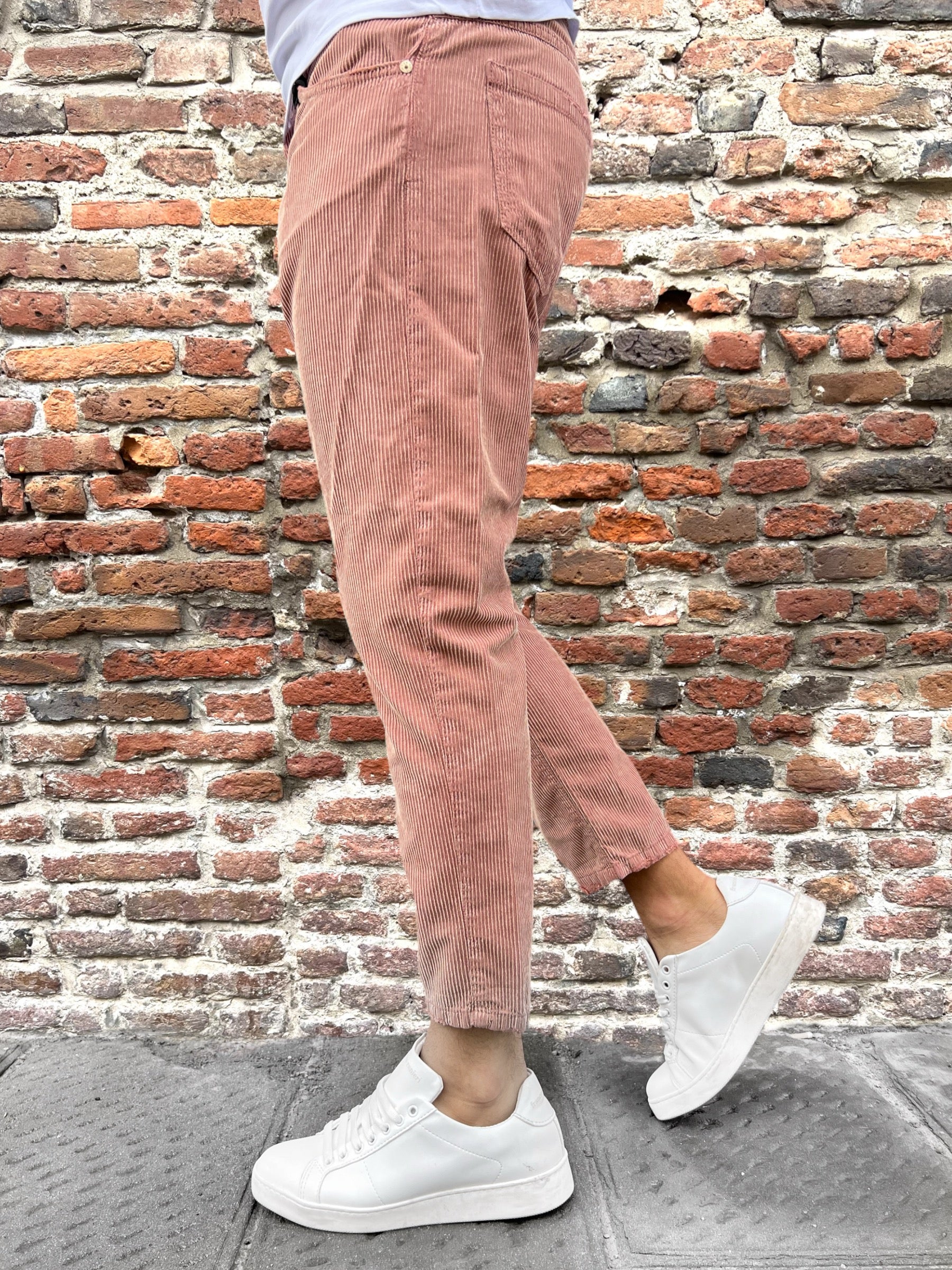 Pantalone Berna Velluto Carrot Rosa Antico (9759288820052)