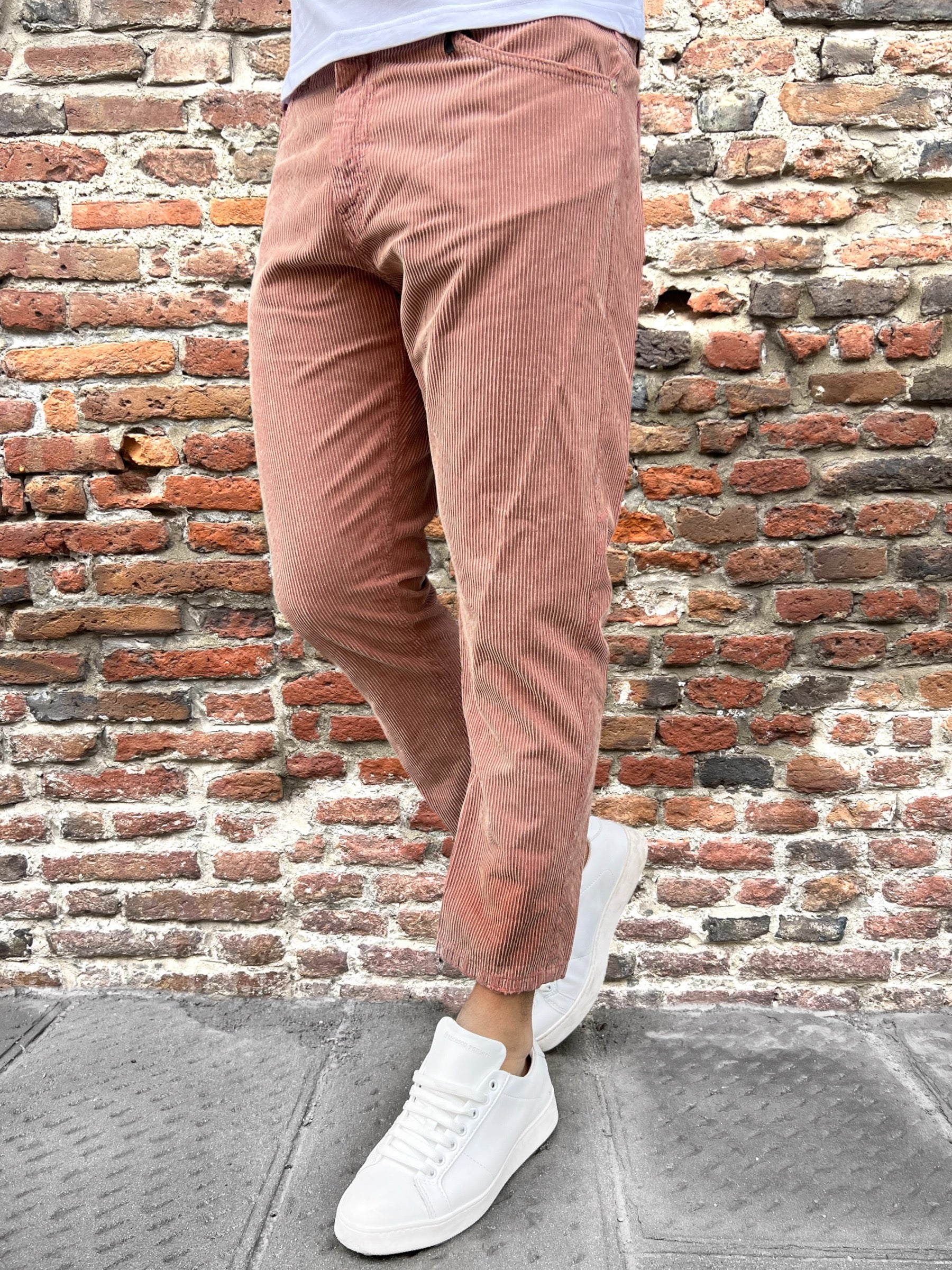 Pantalone Berna Velluto Carrot Rosa Antico (9759288820052)