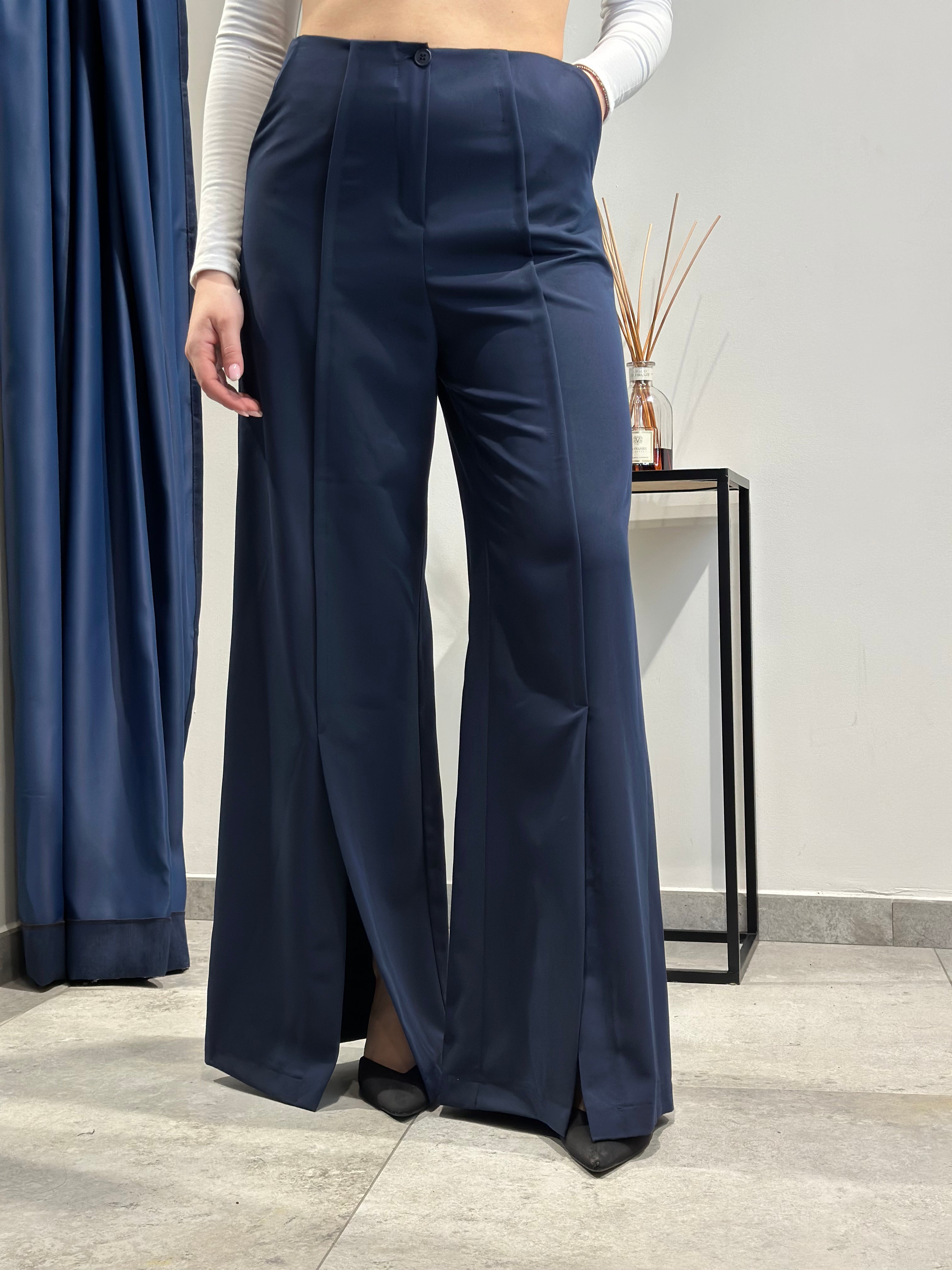 Pantalone Lokita Palazzo Spacco Navy 122 (11857705533780)