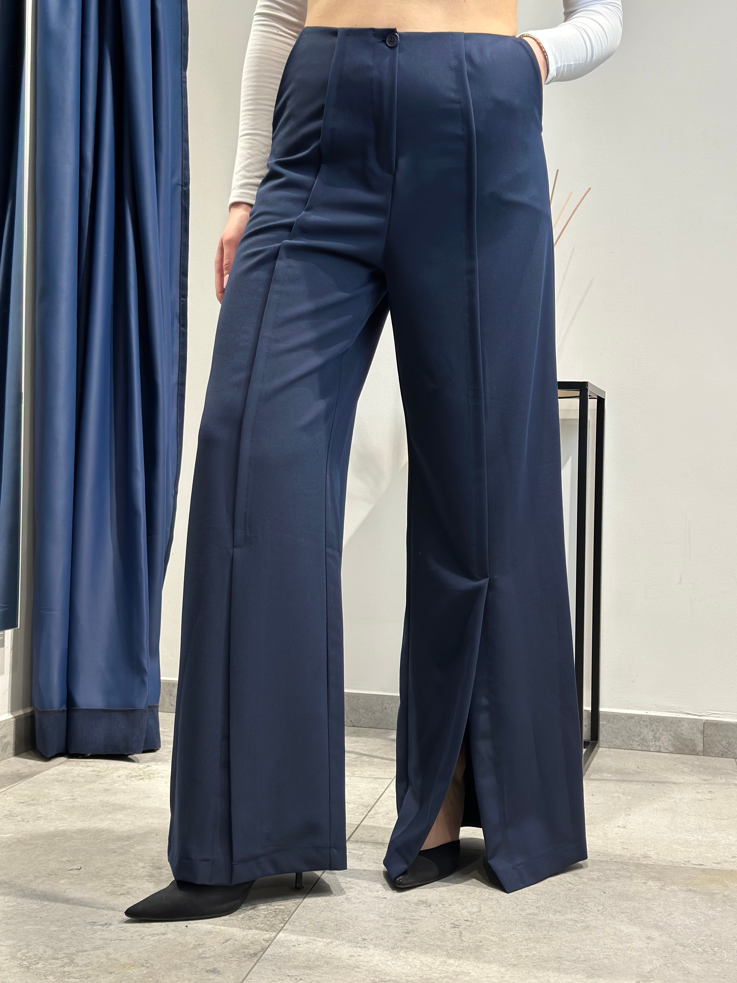 Pantalone Lokita Palazzo Spacco Navy 122 (11857705533780)