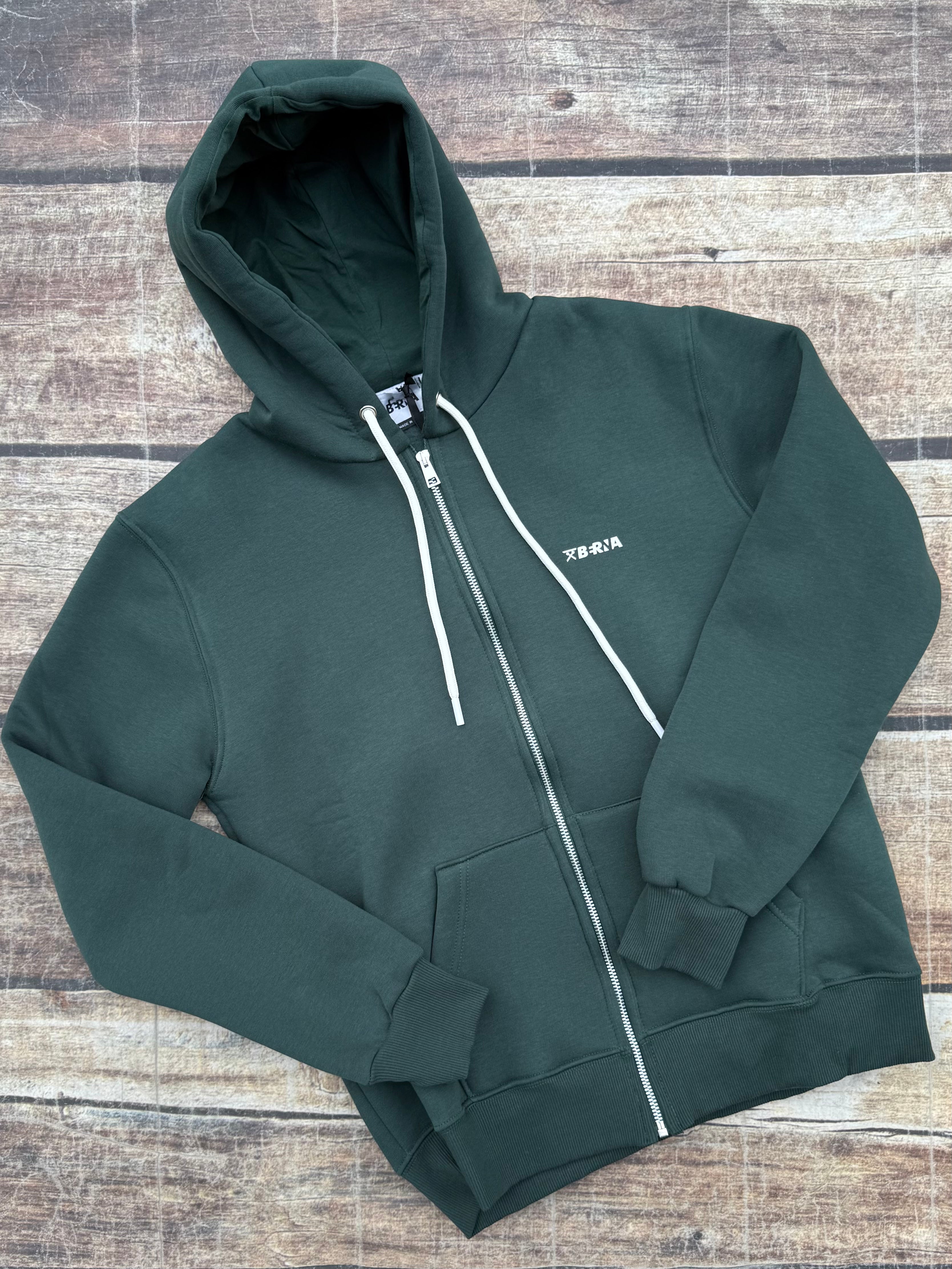 Felpa Berna Zip Cappuccio Verde Bottiglia (9972162330964)