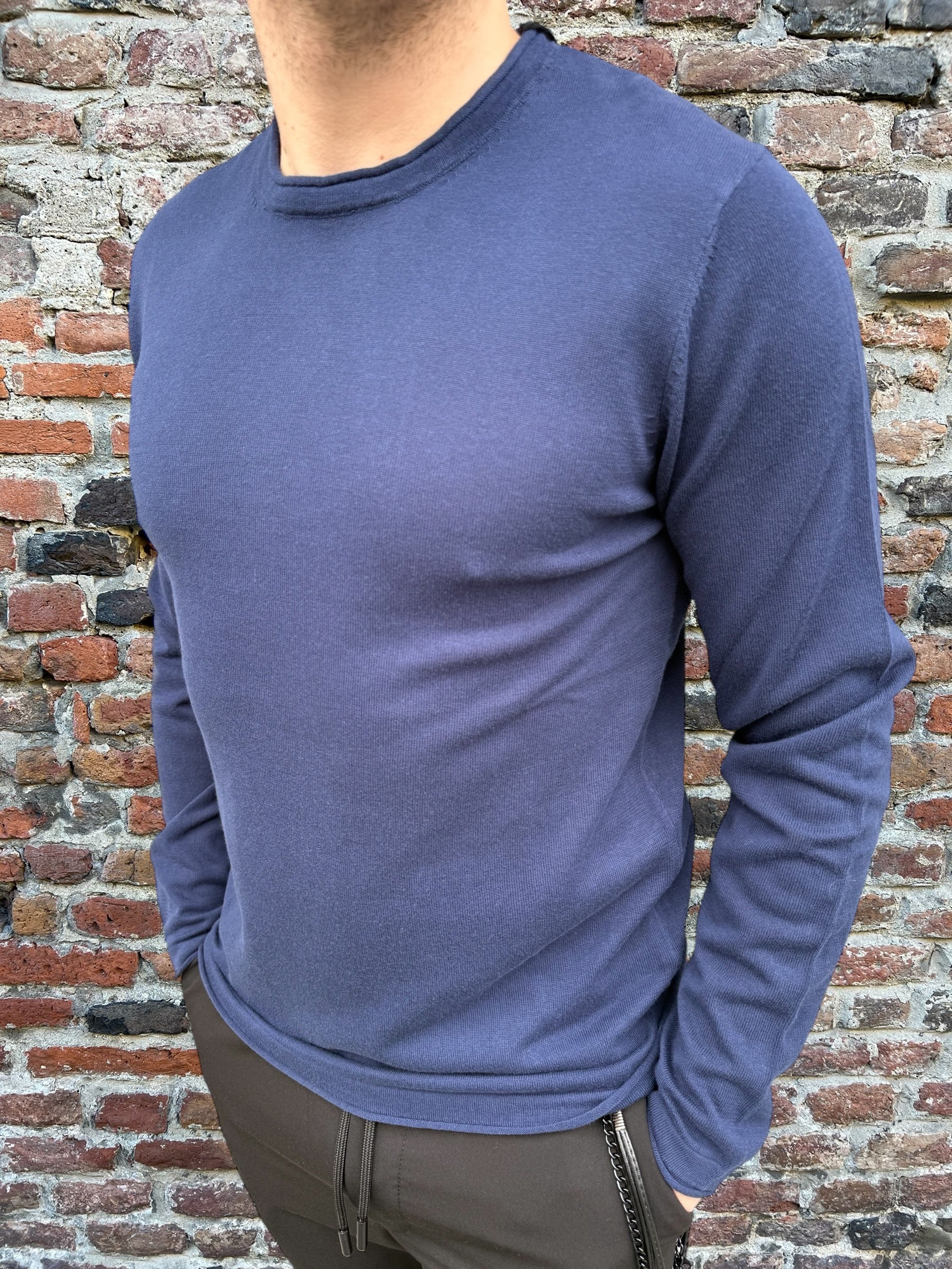 Pullover Over-D Paricollo Blu M04 (11843548643668)