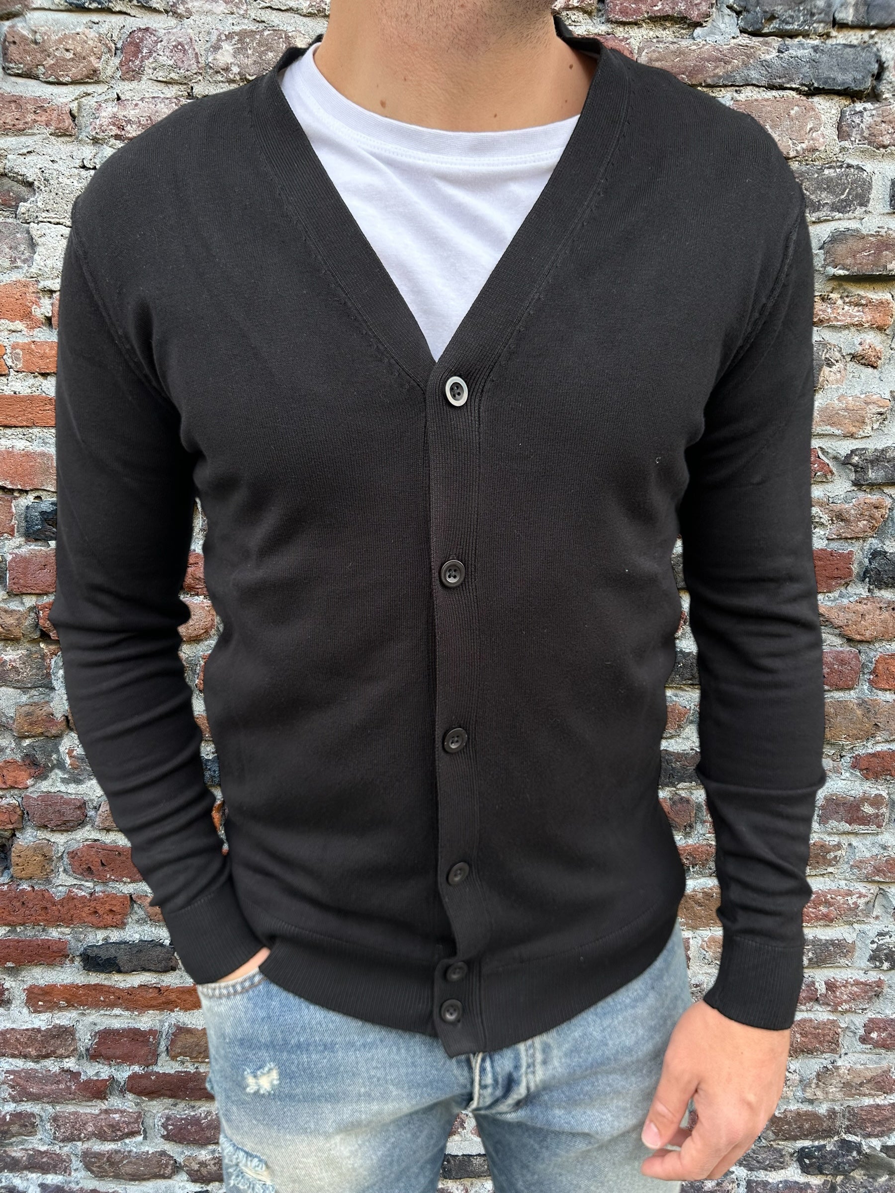 Cardigan Over-D Nero M05 (9771408163156)