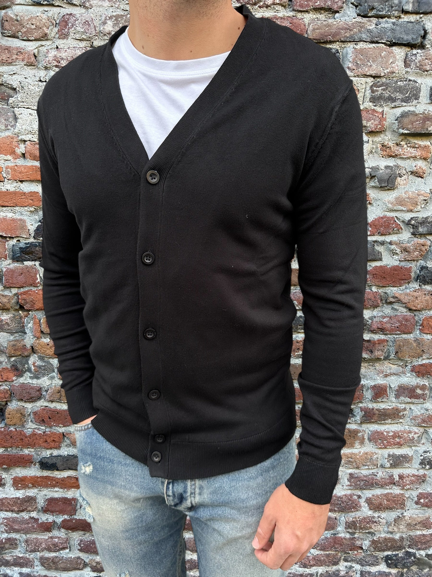 Cardigan Over-D Nero M05 (9771408163156)