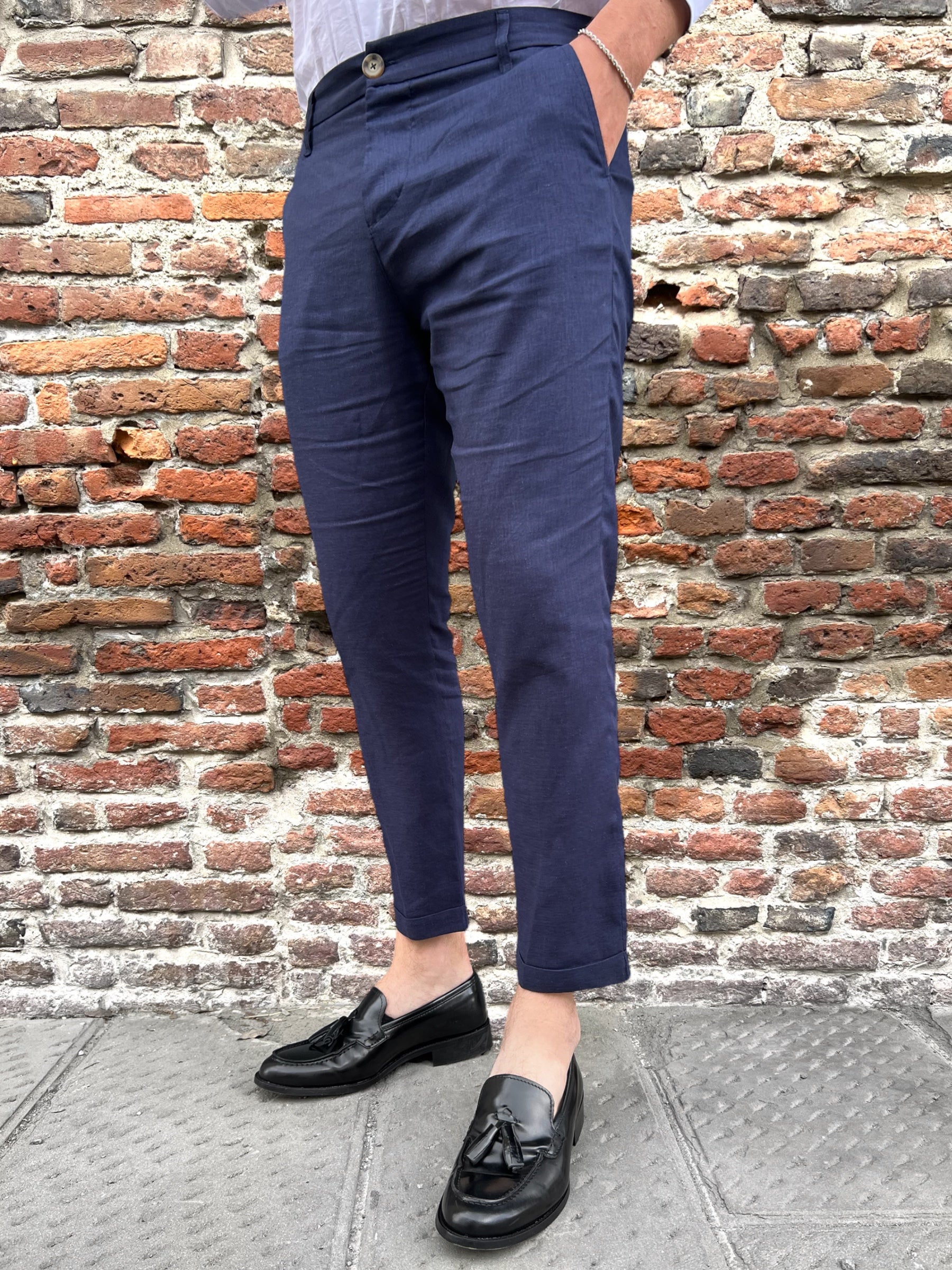 Pantalone Imperial Lino Navy 71 (9191013450068)