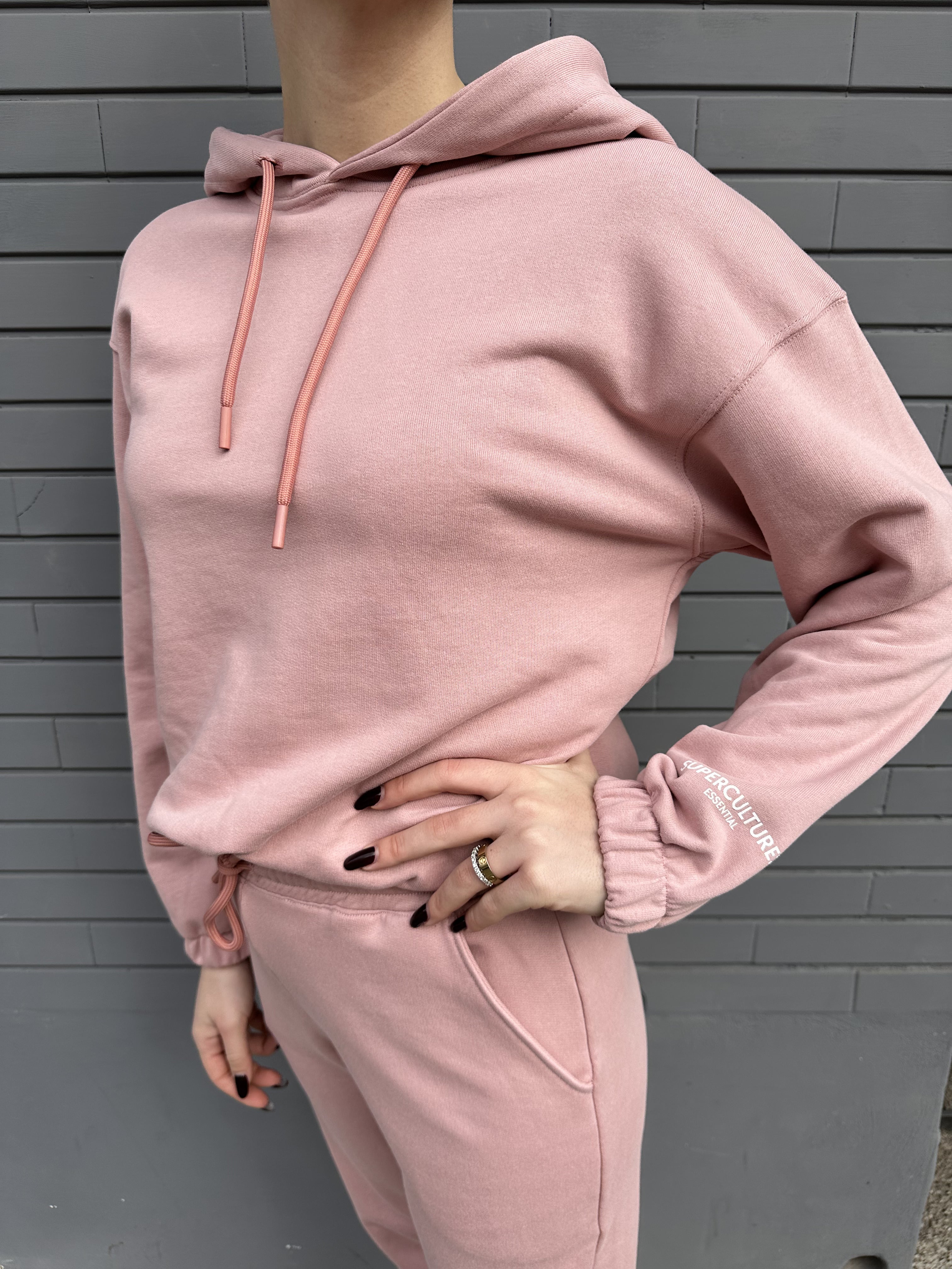 Felpa Donna Superculture Cappuccio Rosa (7148504383541)